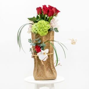 Tall basket with flowers