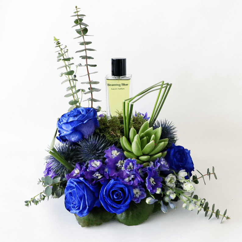 Beaming blue perfume and delphinium