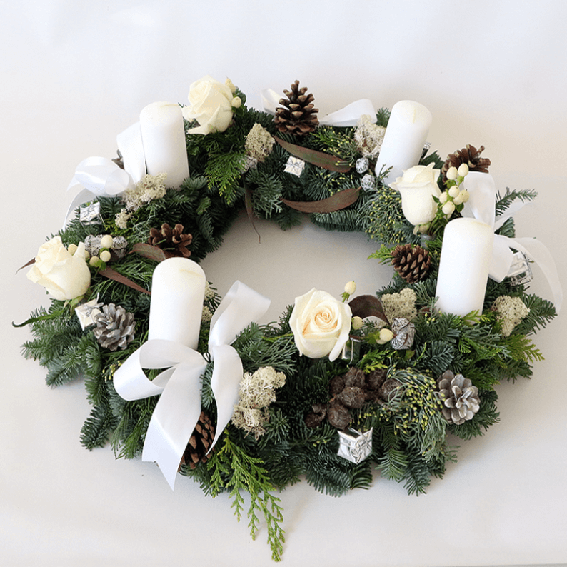 round white wreath arrangement