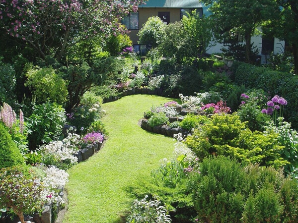 English Garden with full boarder flowers