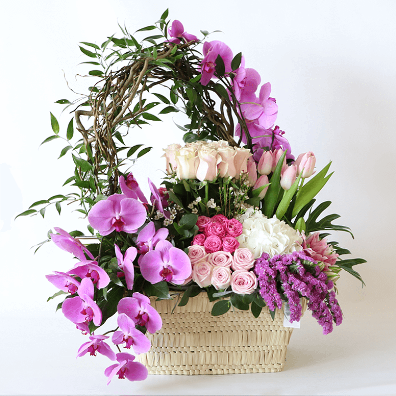 flower arrangement in a basket