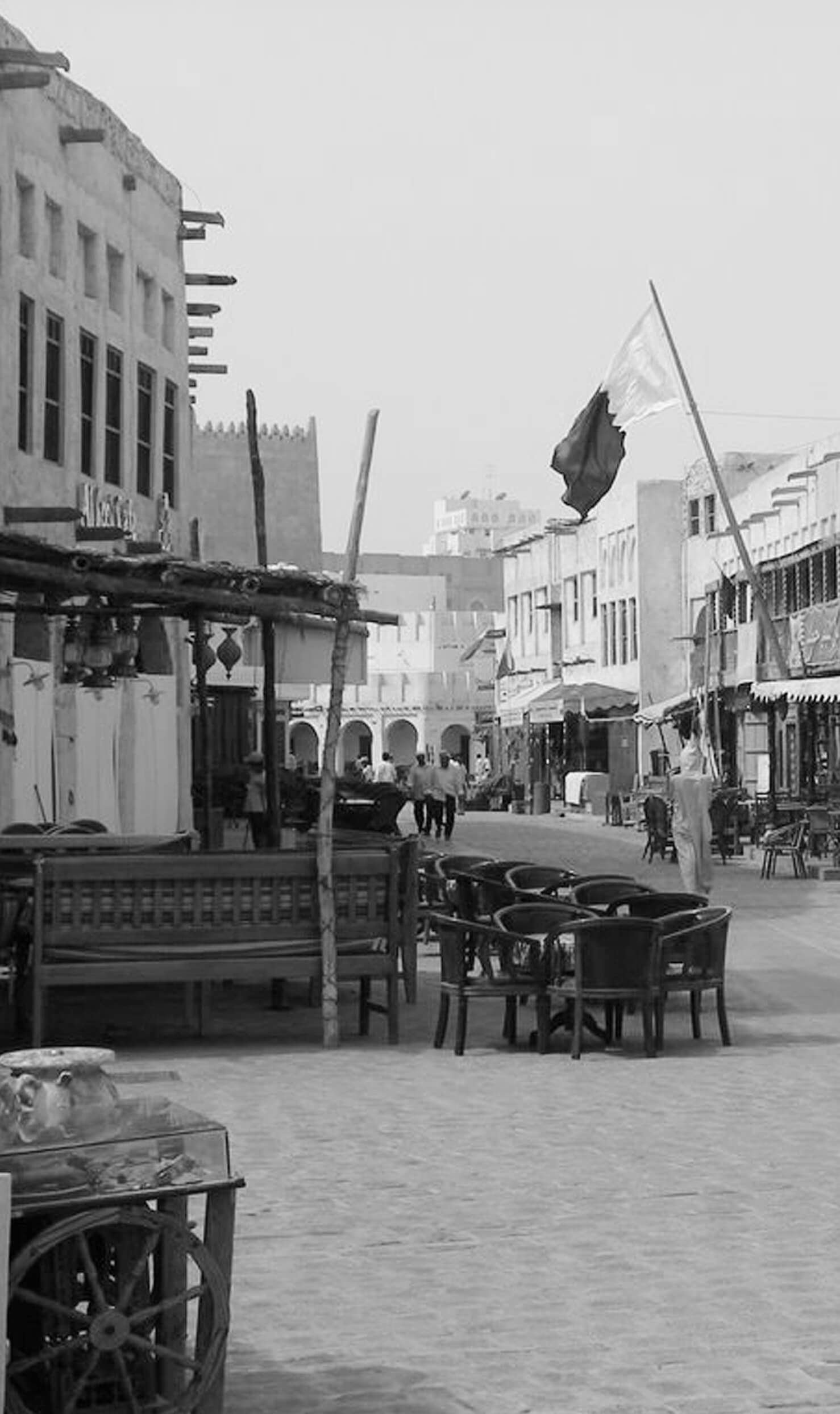 souq waqif black and white picture