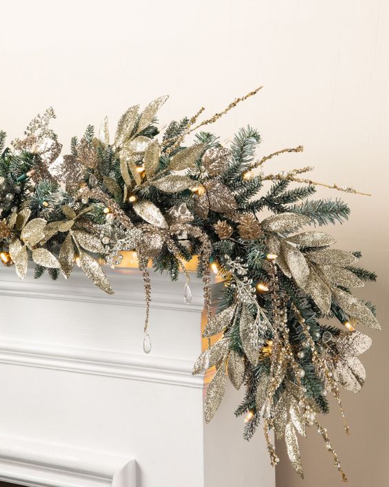 Christmas garland with gold and silver foliage