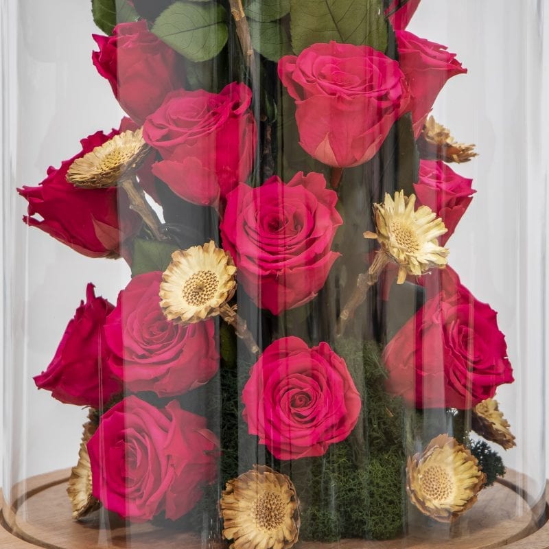 Bright pink preserved rose design