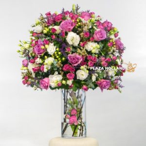 Purple, white and pink arrangement