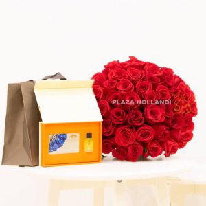 Red rose bouquet with Mandarin Oriental Spa voucher