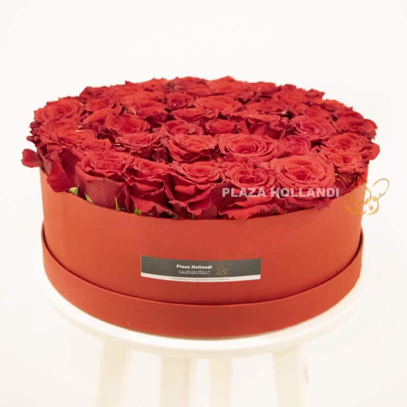 Long lasting roses in a red box