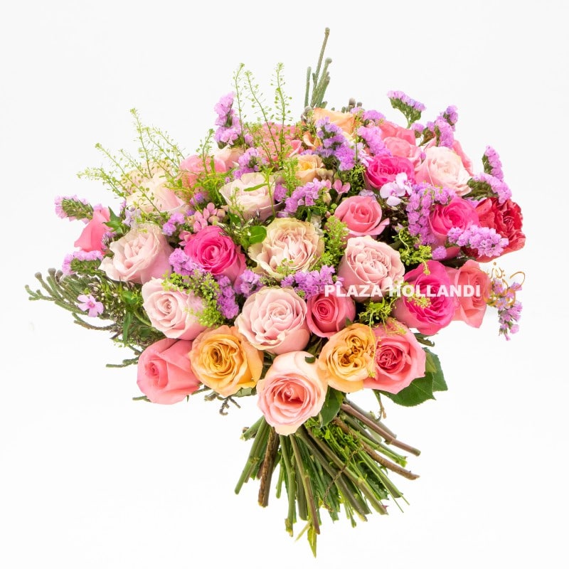 Pink, peach and purple flower bouquet