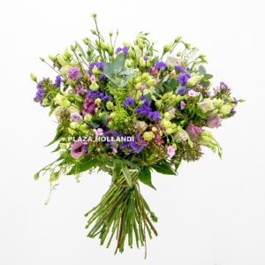 purple and green flower bouquet