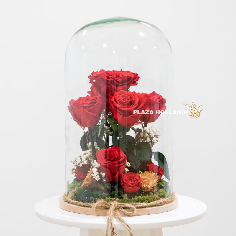 Red preserved rose arrangement