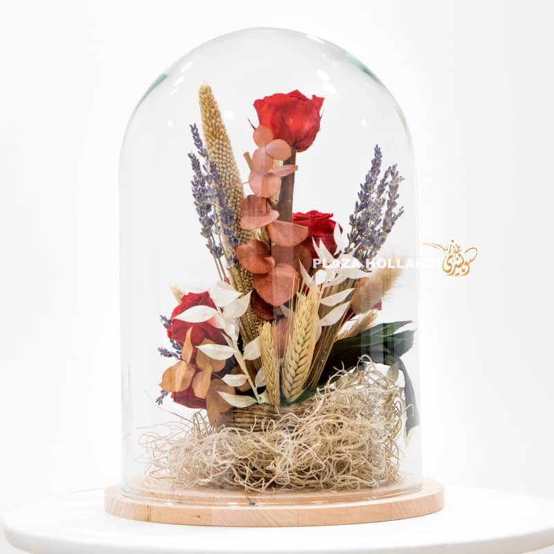 Preserved rose with dried flowers