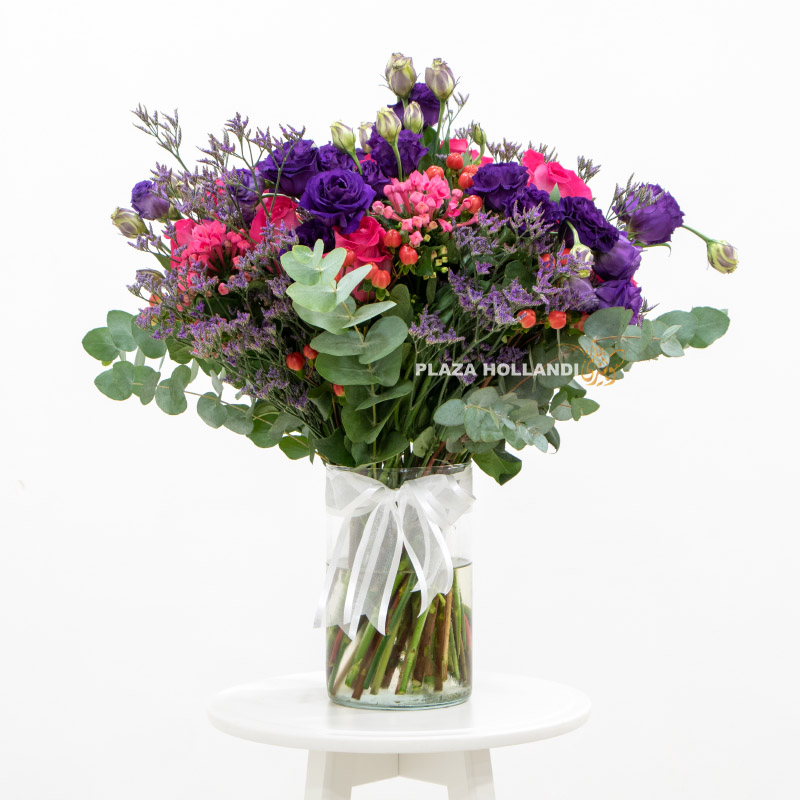 Purple flower bouquet in a vase
