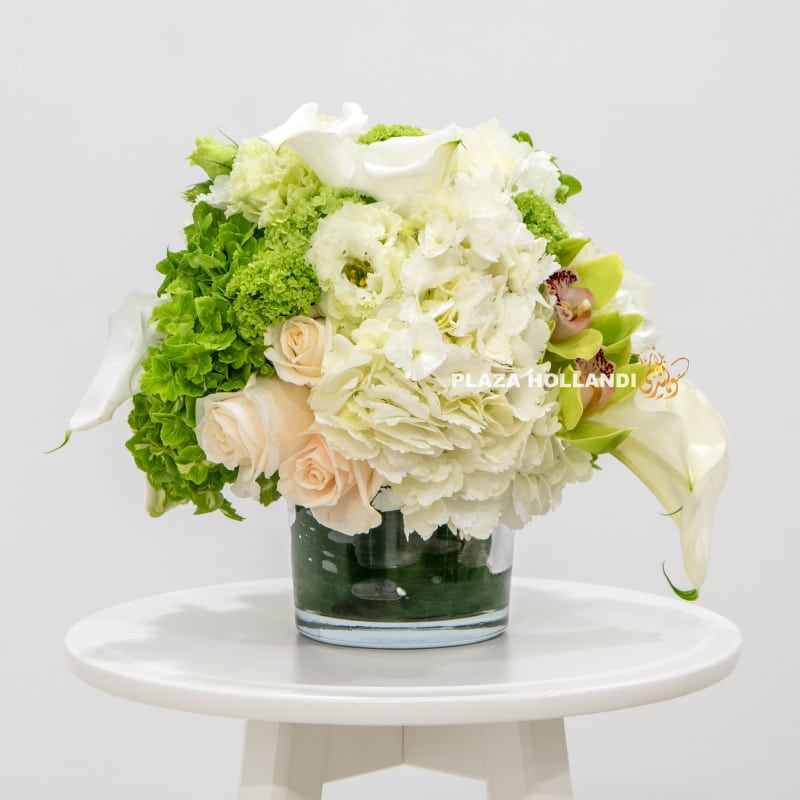 White and green flower arrangement