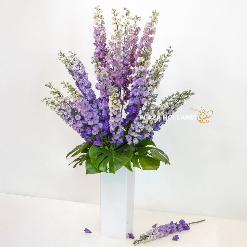 purple delphinium flower arrangement
