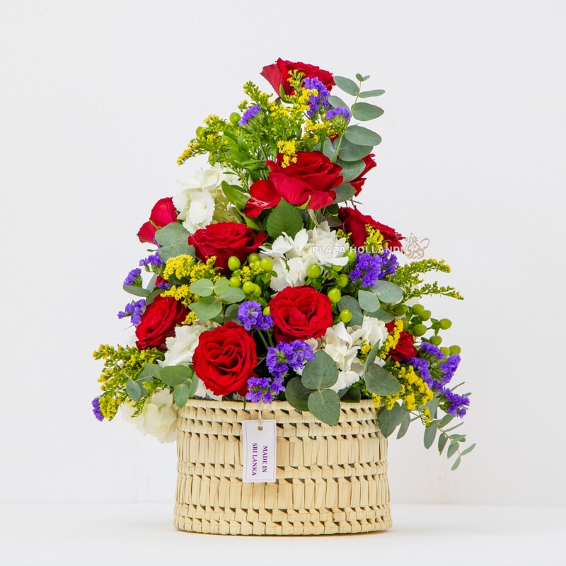 basket arrangement with flowers