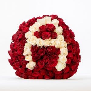 Red rose bouquet with initial