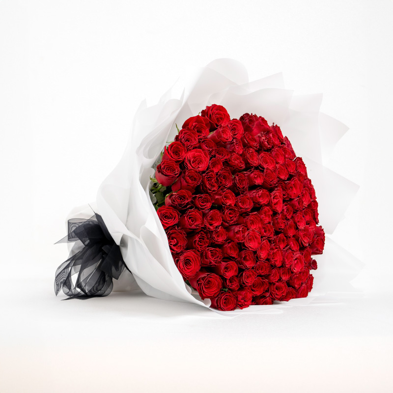 100 Kenyan Red Roses Bouquet