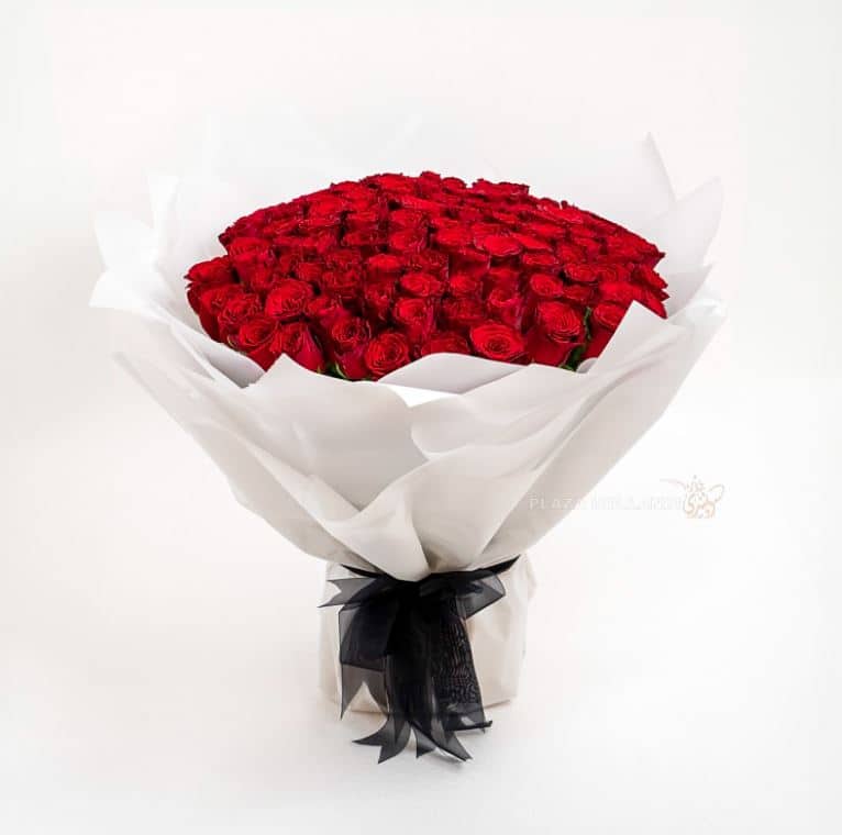 100 Kenyan Red Roses Bouquet