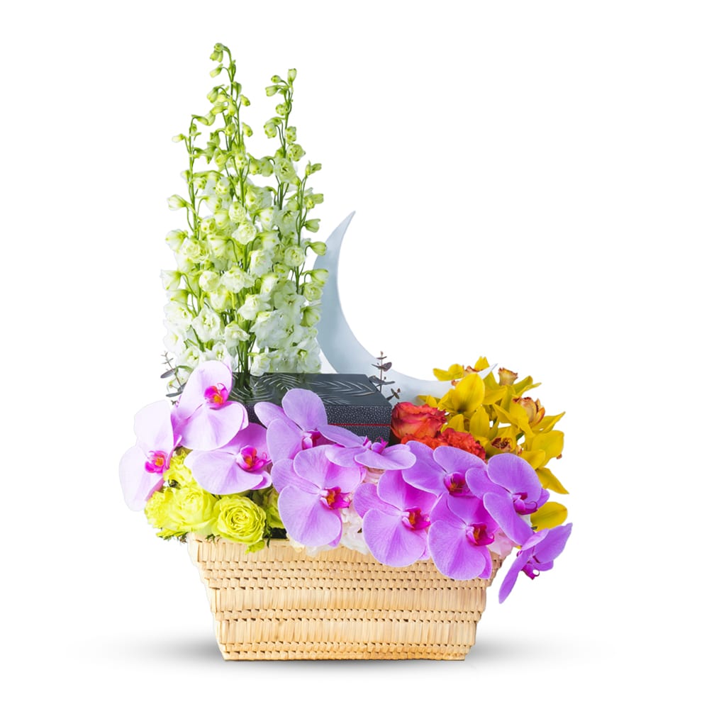 Orchid Flower Arrangement in a Basket