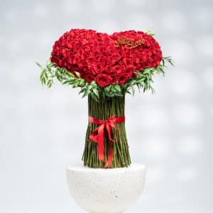 Red Roses and Italian Ruscus