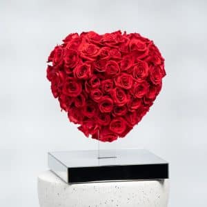 Romantic Red Roses Heart on Acrylic Glass Stand (45 cm)