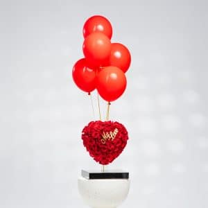 Eternal Love: Red Rose Heart with Balloons & My Love Tag