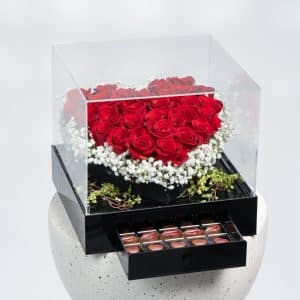 Heart-Shaped Red Roses, Gypsophil