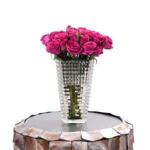Fuchsia Spray Roses in Glass Vase - 22 cm (Height )