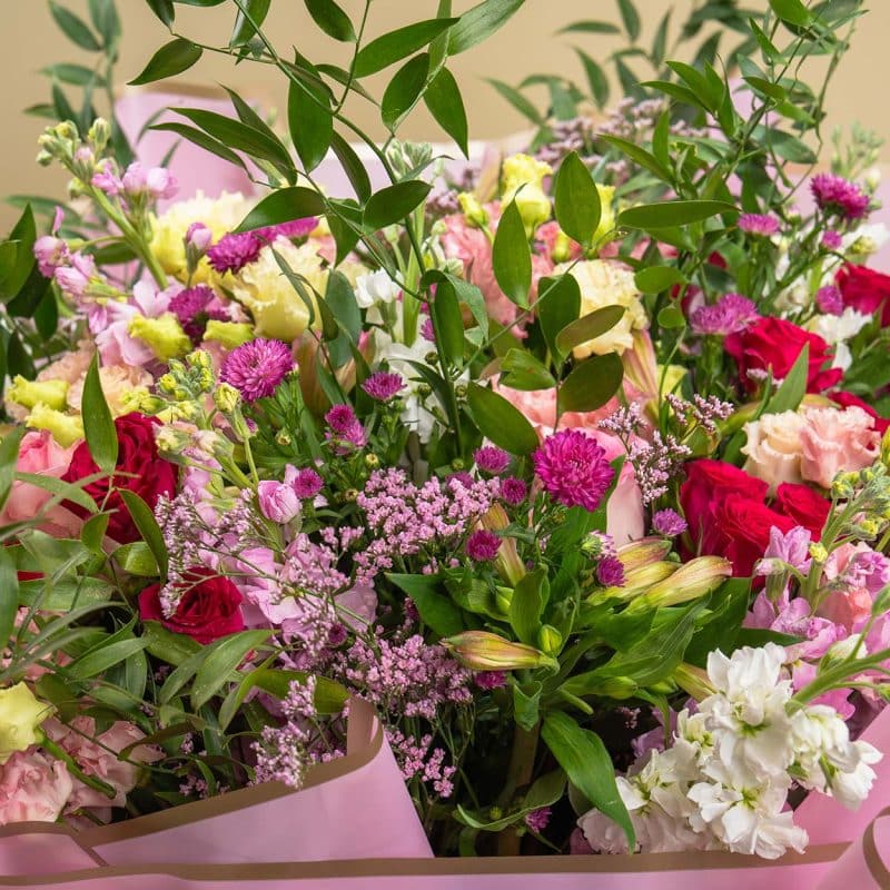 Enchanted Rose Thicket - Mixed Roses and Ruscus Leaves