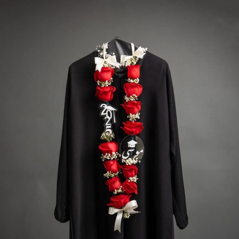 Ruby Bloom – Graduation Flower Garland with Red Roses & Gypsophila