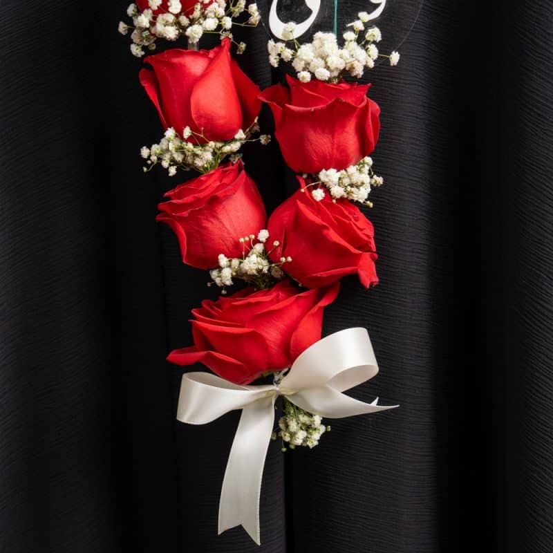 Ruby Bloom – Graduation Flower Garland with Red Roses & Gypsophila