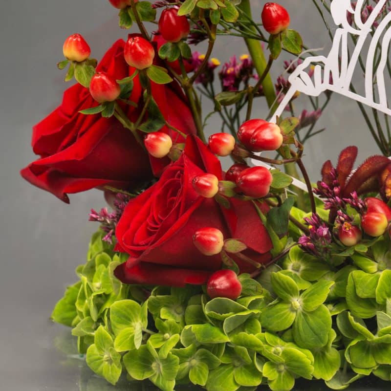 Red Roses & Hypericum-Enchanted Crimson Garden
