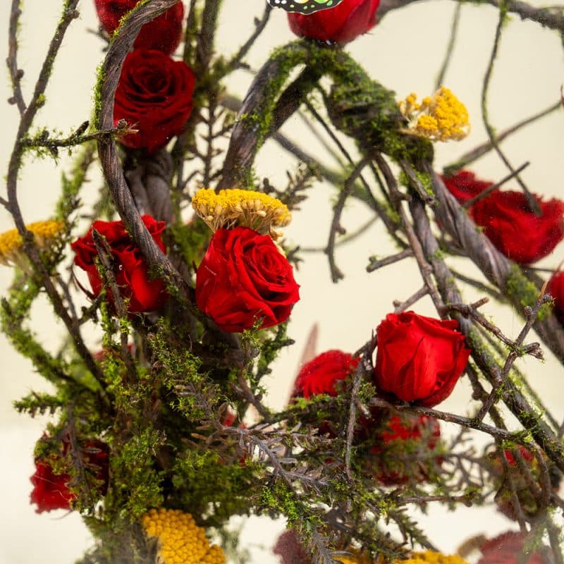 Preserved Roses in Wooden Base – Timeless Floral Elegance