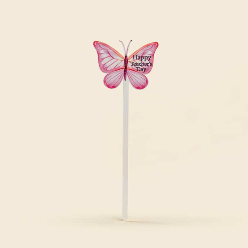 Teacher’s Day Pink Butterfly Tag – Elegant Floral Accessory for Gifts & Bouquets