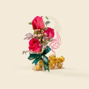 Dark Pink Roses with Chocolates
