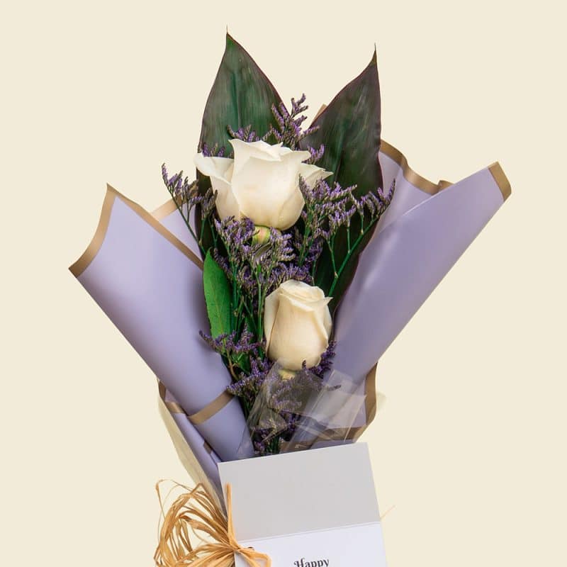 White Roses with Limonium & Teacher’s Day Greeting Card