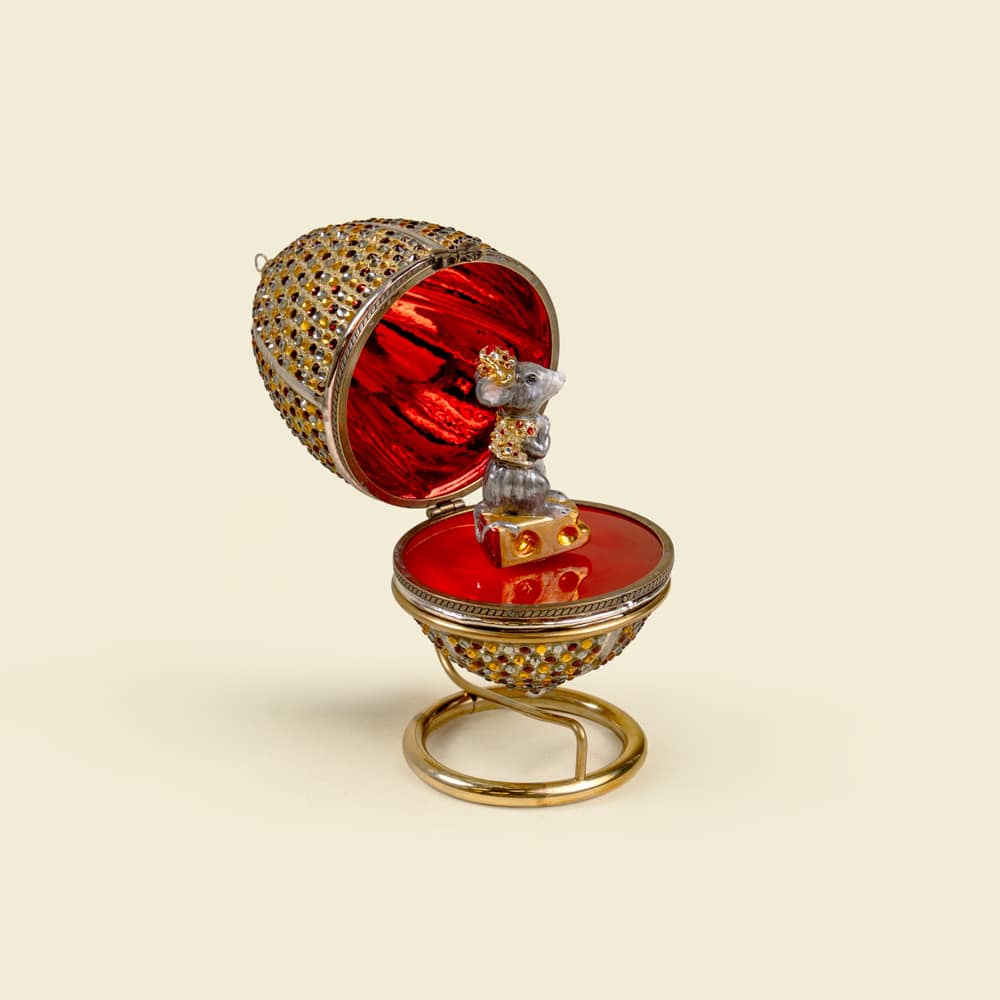 1.4 Mouse Hinged Fabergé-Style Egg – Handcrafted Luxury Ornament