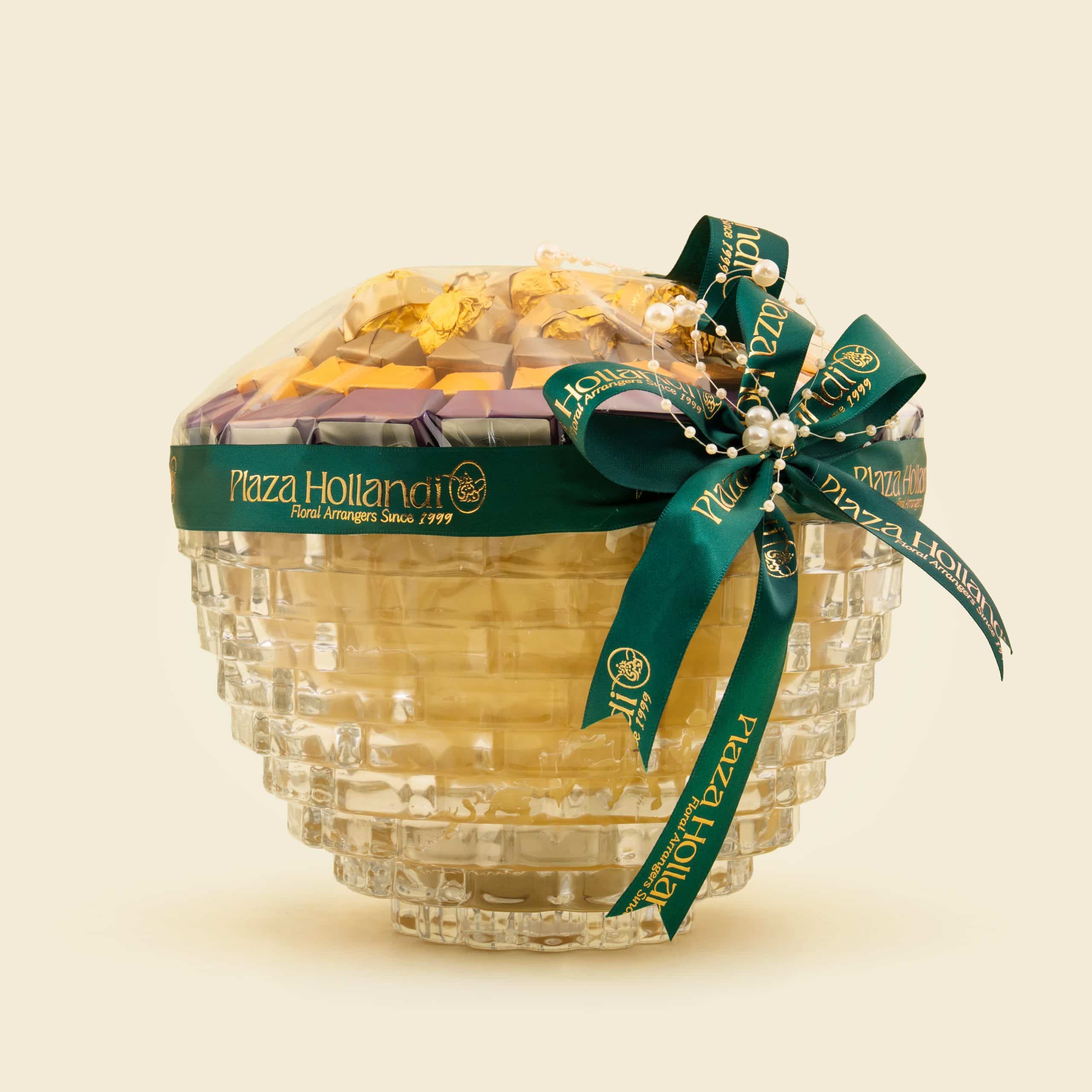 6 Modern Chocolate Bowl in Brick-Pattern Glass Container