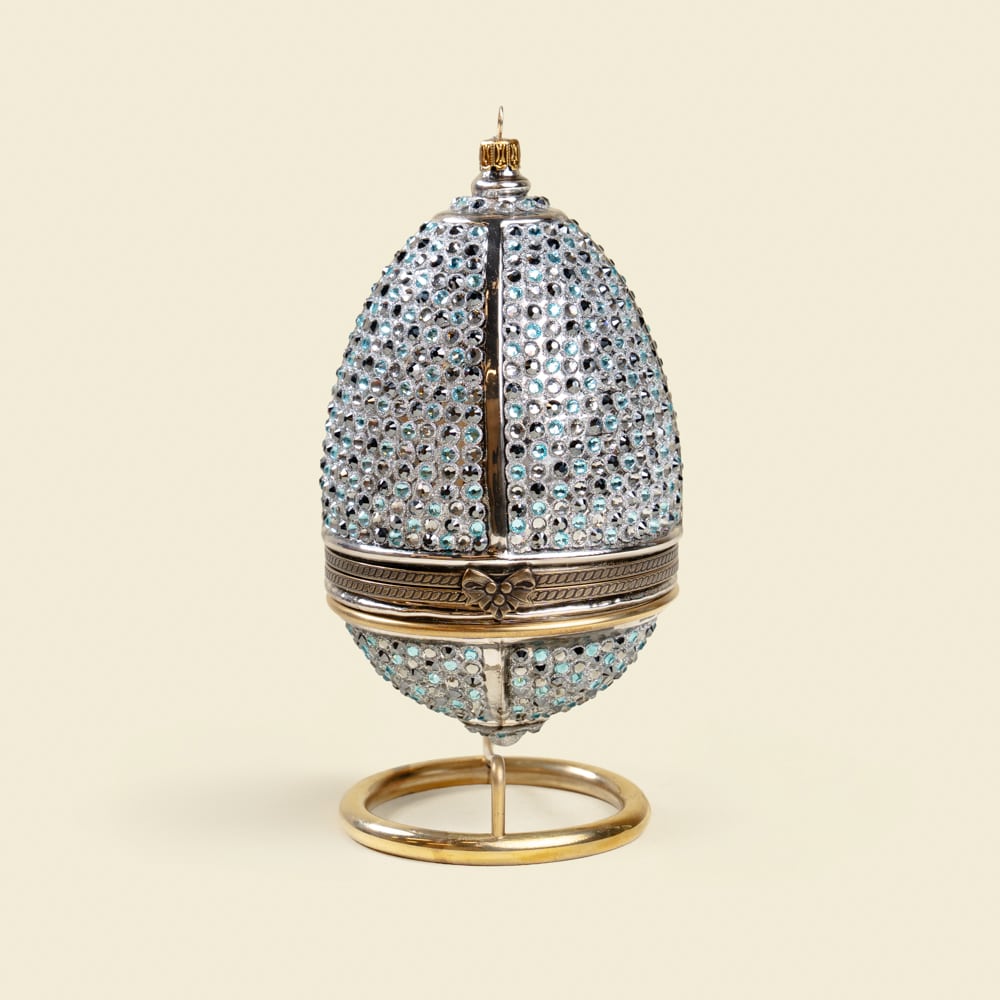 6 Snow Leopard Hinged Fabergé-Style Egg – Handcrafted Luxury Ornament