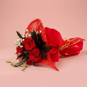 Mini Bouquet with Roses, Compacta & Gypsophila