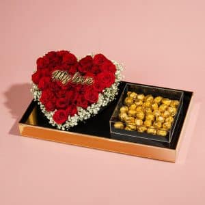 Romantic Flower Box with Roses & Balloons