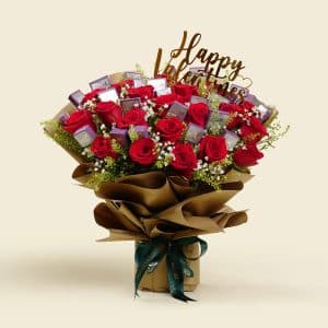 red-rose-gypsophila-green-bell-bouquet-chocolate-valentines