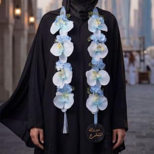 artificial-orchid-graduation-lei-blue-arabic-tag-elegant-keepsake