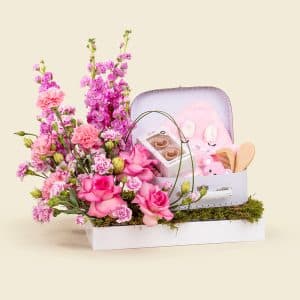 Baby Girl Keepsake Case with Flowers & Personalized Essentials Doha Qatar