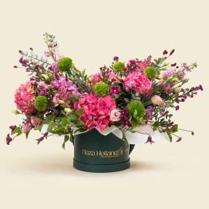 Pink Hydrangea Flower Box with Roses & Matthiola Qatar