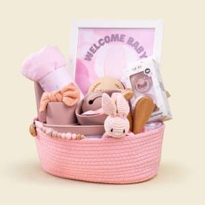 Baby Girl Keepsake Basket with Personalized Newborn Essentials Qatar